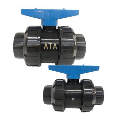 lower price ATA brand blue handle PN16 PVC DU double union ball valves