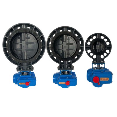 220V AC on off type epdm lined electric motorized butterfly valve pvc