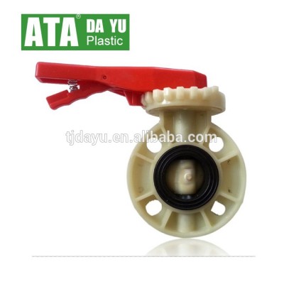 FRPP Butterfly valve high temperature color white 1Mpa ss304shaft frpp disc ABS handle