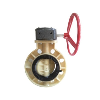 aquarium use hand gearbox wafer polypropylene butterfly valve pp factory