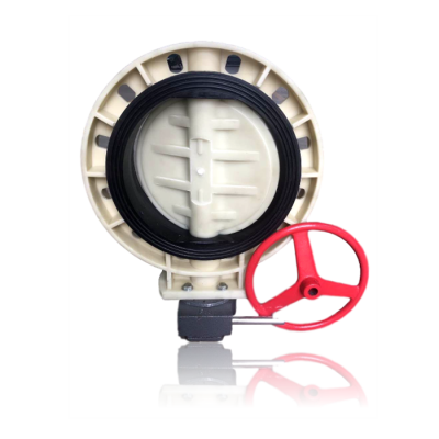 gearbox double flange wafer pp polypropylene universal butterfly valve